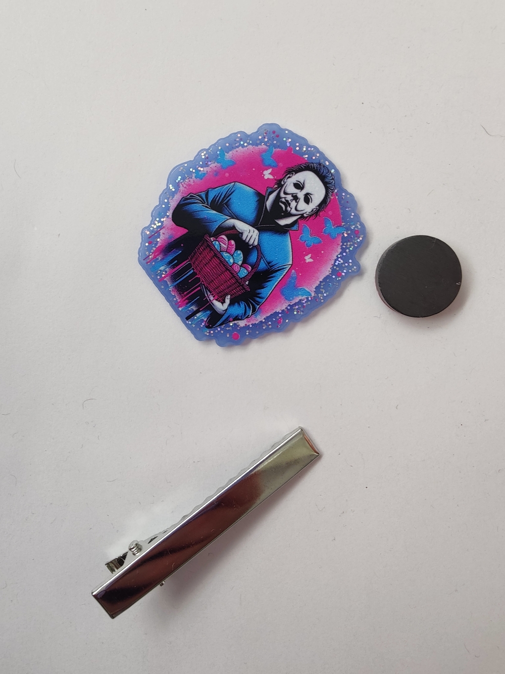Custom Handmade Character Magnet or Hair Clip- Michael Myers